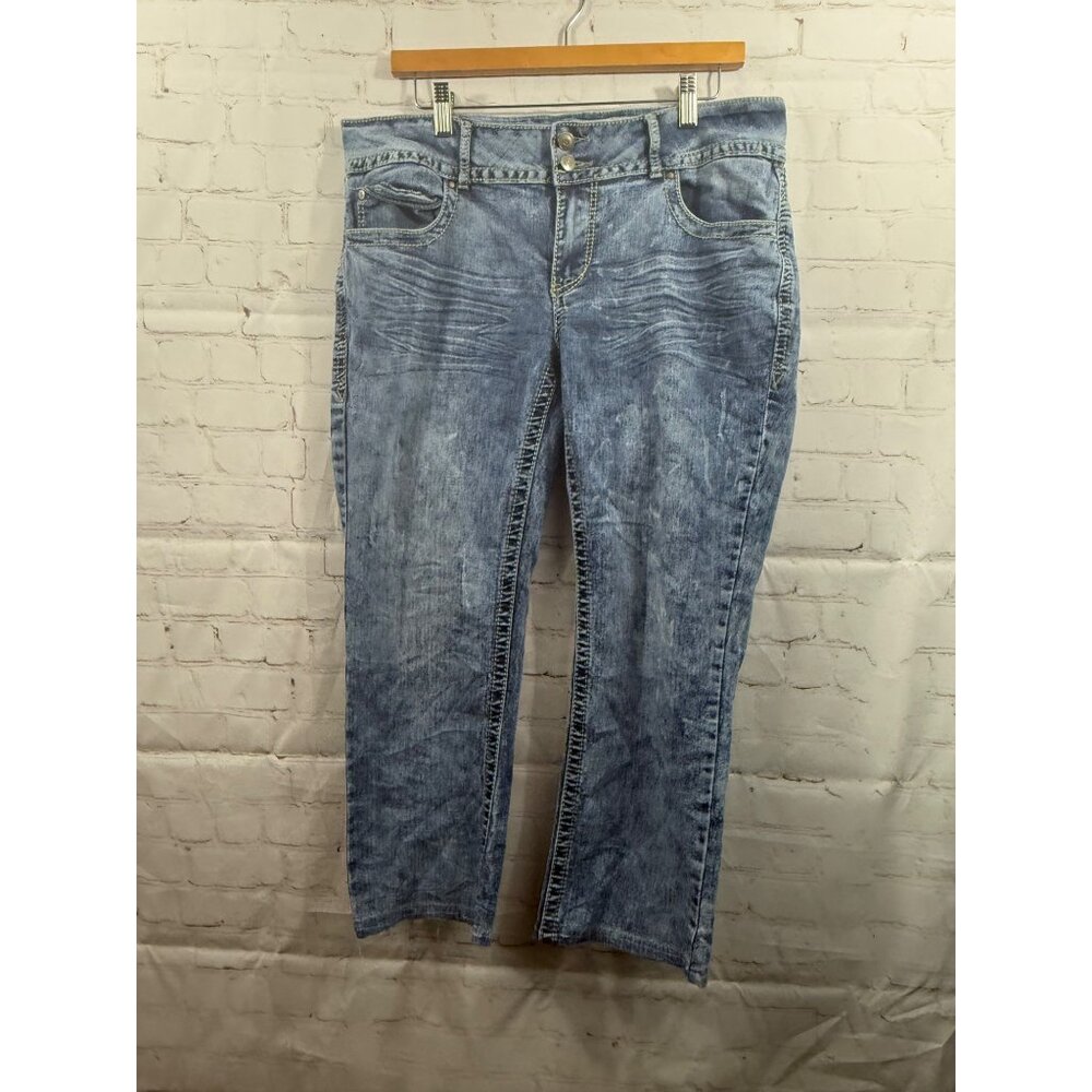 Rebel By Right Jeans Womens Size 16 Blue Wash Cropped DIY Hem Casual Denim *READ